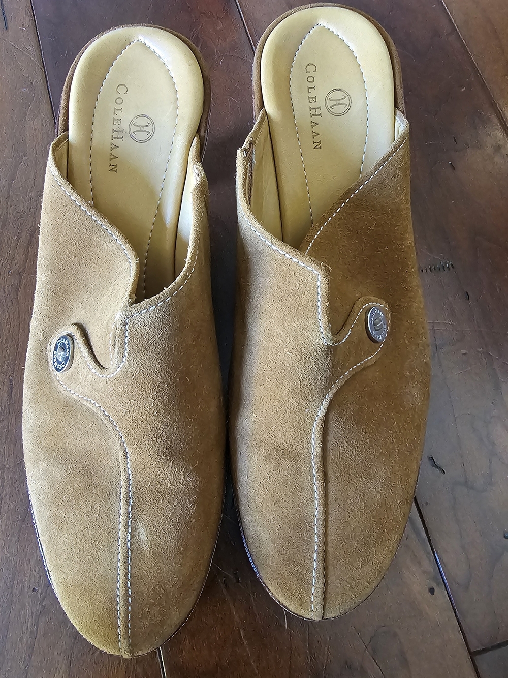 Cole Haan Womens Tan Suede Slip-On Mules